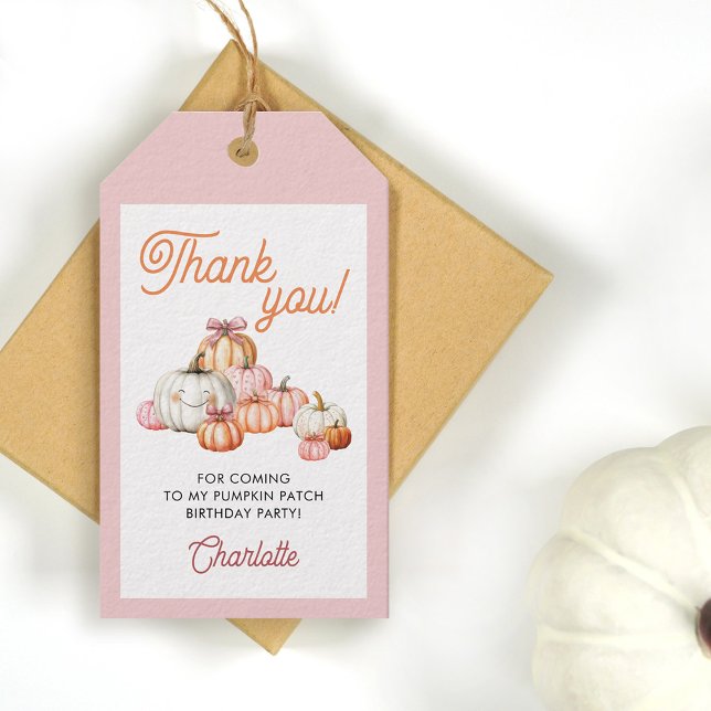 Étiquettes-cadeau Nœuds de fille de patch de citrouille Anniversaire (Créateur téléchargé)