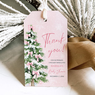 Étiquettes-cadeau Nœuds roses bébé il fait froid dehors Shower de bé