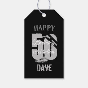 Étiquettes-cadeau Noir 50ème n'importe quel âge Merci d'anniversaire