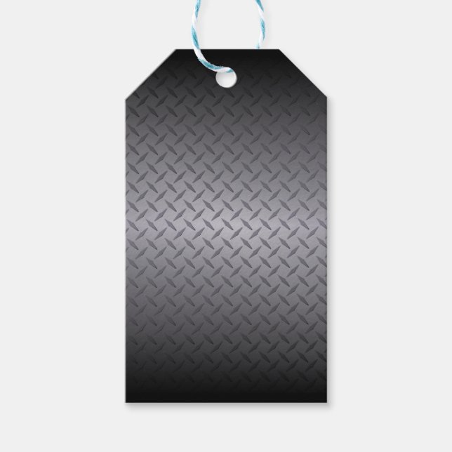 Étiquettes-cadeau Noir à gris Diamondplate Acier Look Art (Devant)