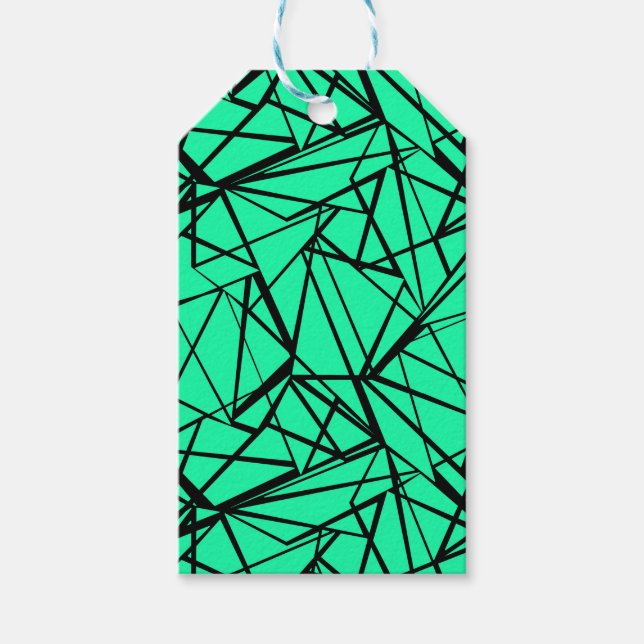 Étiquettes-cadeau Noir Abstrait et turquoise (Devant)