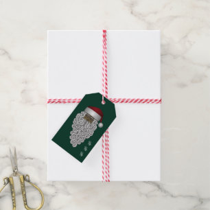 Étiquettes-cadeau Noir africain Père Noël vert Noël