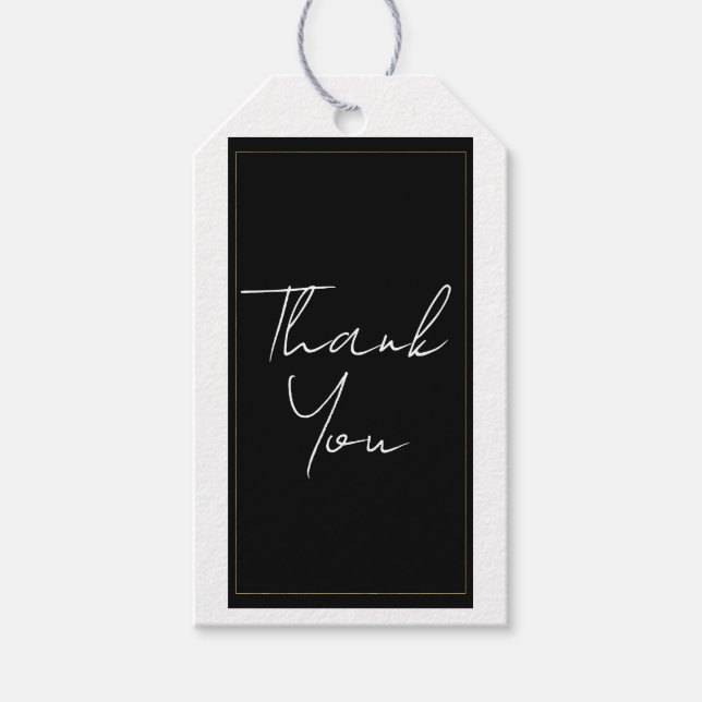 Étiquettes-cadeau Noir Blanc Or moderne minimal mariage élégant (Devant)