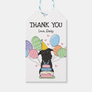 Étiquettes-cadeau Noir Bruxelles Griffon Chien Anniversaire Favorise