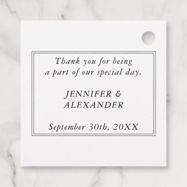 Étiquettes Cadeau Noir Et Blanc Monogramme Couple Nom Moderne Simple (Dos)