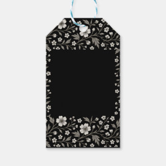 Étiquettes-cadeau Noir Hawthorn Floral Conception de frontières