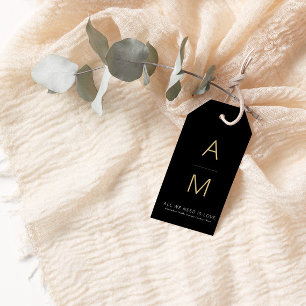 Étiquettes-cadeau Noir moderne + Gold Wedding Favor