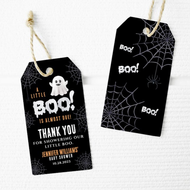 Étiquettes-cadeau Noir un petit baby shower Halloween merci (Créateur téléchargé)