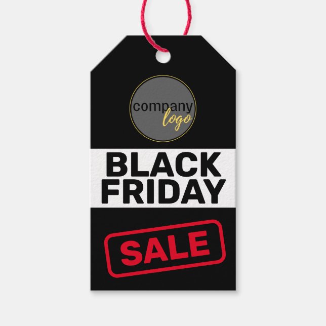 ÉTIQUETTES-CADEAU NOIR VENDREDI RÉDUCTION DE VENTE AFFAIRES LOGO TAR (Devant)