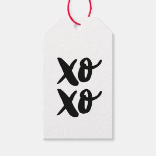 Étiquettes-cadeau Noir XO XO. Saint Valentin. Embrasages et baisers