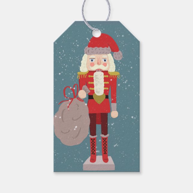 Étiquettes-cadeau Noisette de Noël Blond Père Noël Turquoise (Devant)
