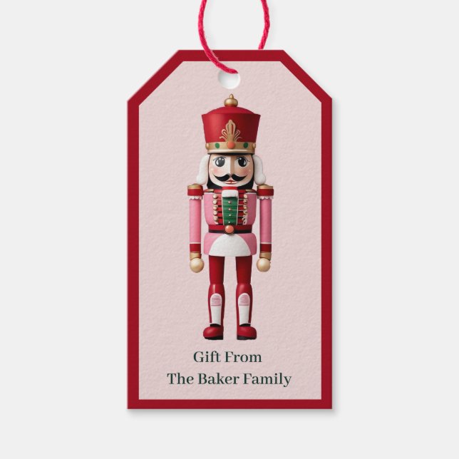 Étiquettes-cadeau Noisette Personnalisé Mignon Rose Rouge Noël (Devant)