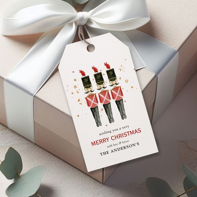 Étiquettes-cadeau Noisette rouge et or Noël (Créateur téléchargé)