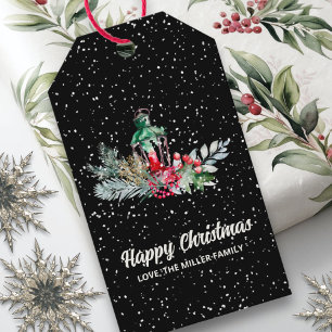 Étiquettes-cadeau Nom botanique moderne Aquarelle Script Noël
