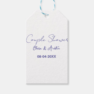 Étiquettes-cadeau nom de douche de couple date violet tendance simpl
