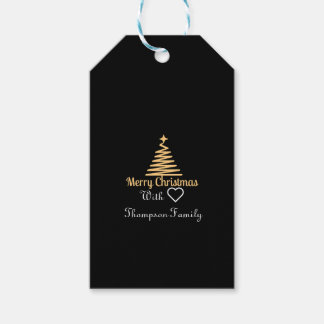 Étiquettes-cadeau nom de famille personnalisé en or classique noël