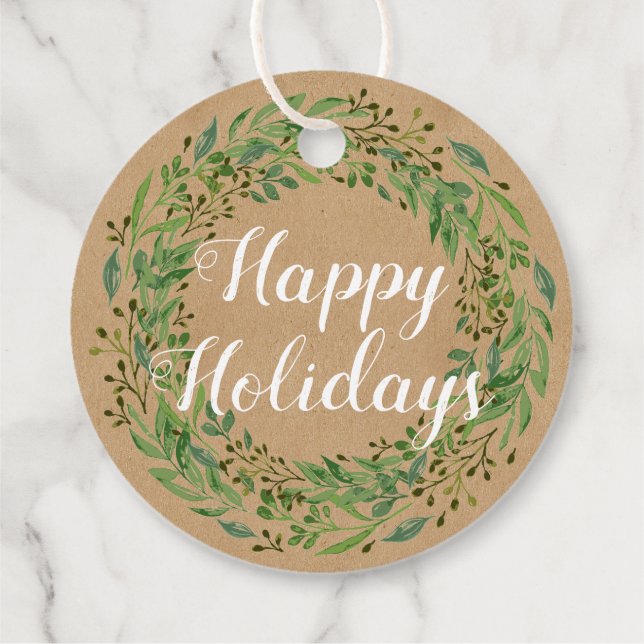 Étiquettes Cadeau Nom de famille personnalisé Wish et Wreath Motif s (Dos)