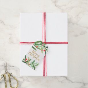 Étiquettes-cadeau Nom de Joyeux Noël de guirlande de houx