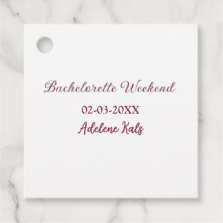 Étiquettes Cadeau nom de la fête de bachelorette maron date douche d