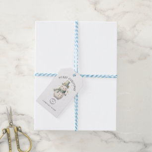 Étiquettes-cadeau Nom de l'entreprise Cute Snowman Logo Joyeux Noël