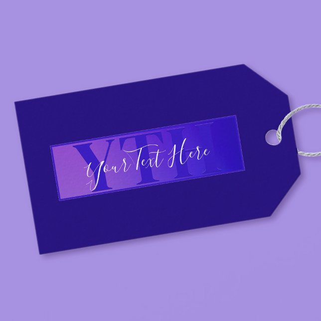 Étiquettes-cadeau Nom de script élégant moderne & Monogram Ombre Pur (Créateur téléchargé)