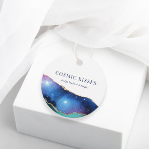 Étiquettes Cadeau Nom d'entreprise Galaxie Étoilée Chic QR Social Ha