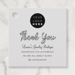 Étiquettes Cadeau Nom du Merci Logo Code QR Silver Grey