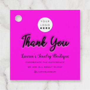 Étiquettes Cadeau Nom du Merci Logo personnalisé noir rose