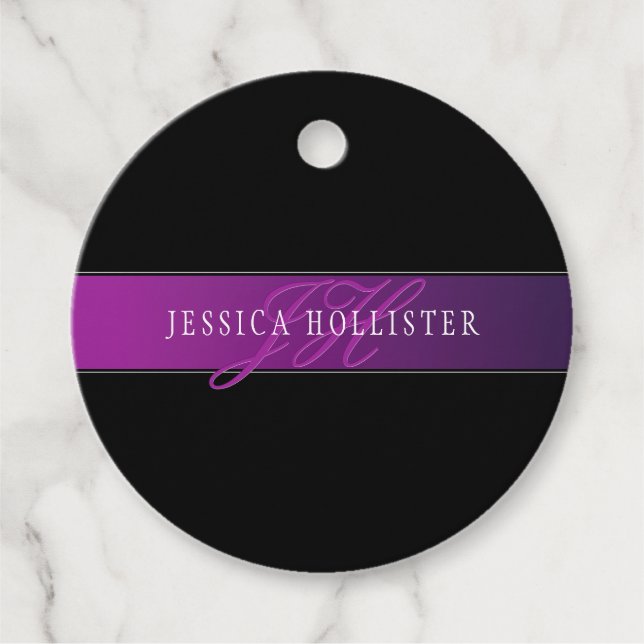 Étiquettes Cadeau Nom élégant et montant initial/s (Devant)