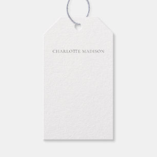 Étiquettes-cadeau Nom minimaliste tendance noir et blanc simple mode