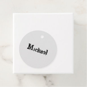 Étiquettes Cadeau Nom monogramme moderne minimaliste noir gris