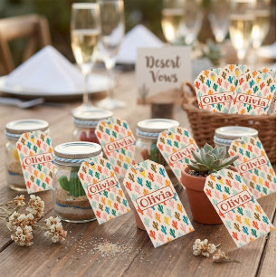Étiquettes-cadeau Nom personnalisé Cactus colorés