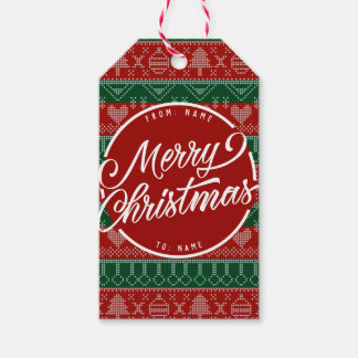 Étiquettes-cadeau Nom personnalisé du motif de Noël connecté