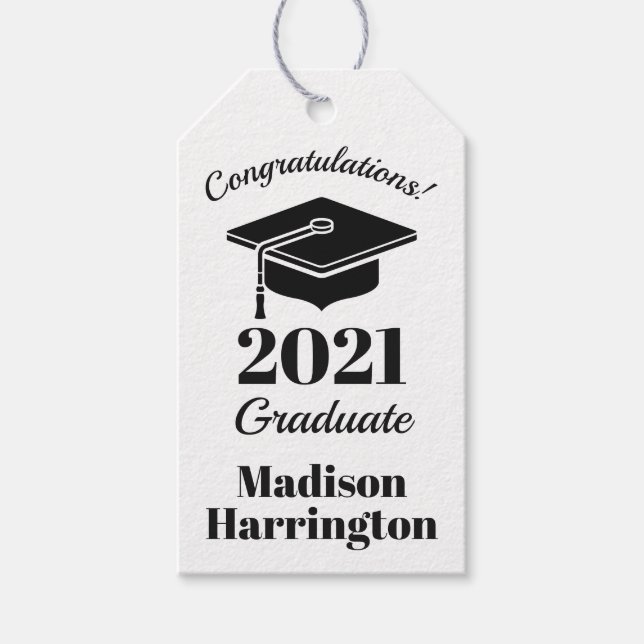 Étiquettes-cadeau Nom personnalisé et année de graduation (Devant)