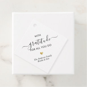 Étiquettes Cadeau Nom personnalisé Gratitude Modern Script Merci Or