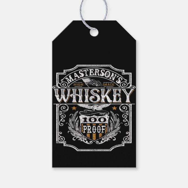 Étiquettes-cadeau NOM personnalisé Old West Whiskey Brewery Bar (Devant)