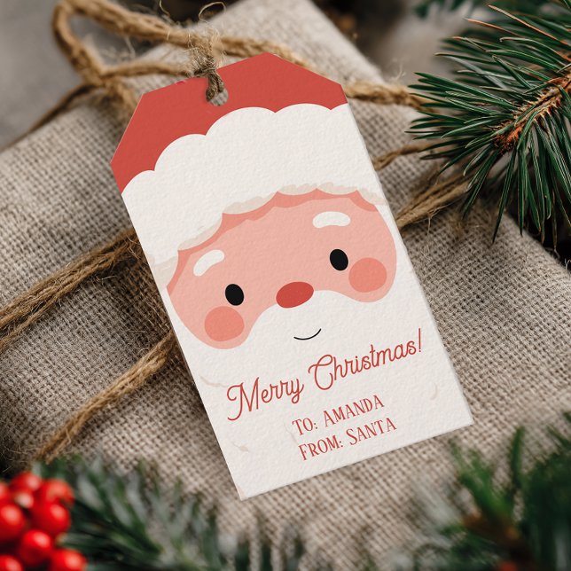 Étiquettes-cadeau Nom personnalisé Santa Noël (Personalized Santa Christmas Gift Name Tag)