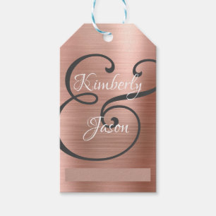 Étiquettes-cadeau Noms de Lui/Elle en DIY, script blanc/gris, Métal 