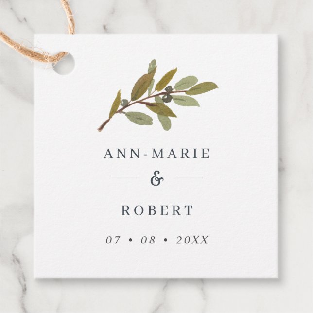 Étiquettes Cadeau Noms simples des Mariages de branches d'olivier ru (Devant)