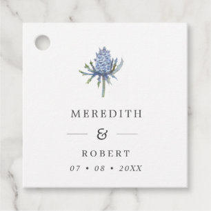 Étiquettes Cadeau Noms simples du Mariage de chardon d'aquarelle ble