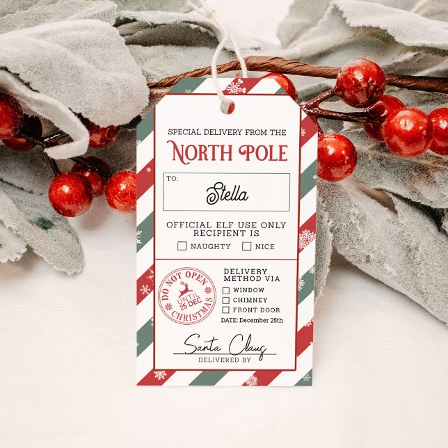 Étiquettes-cadeau North Ple Naughty ou Nice livraison spéciale (Créateur téléchargé)