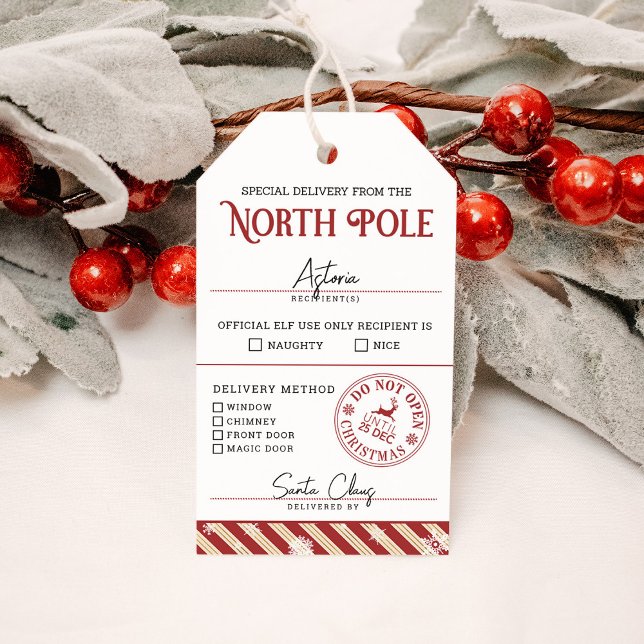 Étiquettes-cadeau North Pôle Livraison spéciale Naughty ou Nice Père (Créateur téléchargé)