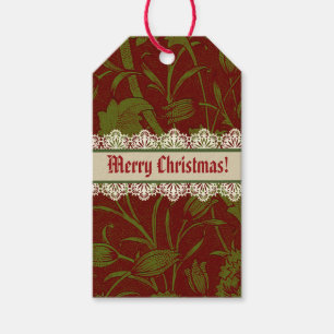 Étiquettes-cadeau Nostalgic Classic William Morris Red Holiday