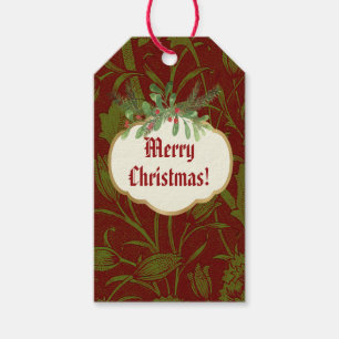Étiquettes-cadeau Nostalgic Classic William Morris Red Holiday