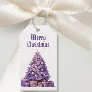 Étiquettes-cadeau Nostalgique des arbres pourpres Joyeux Noël