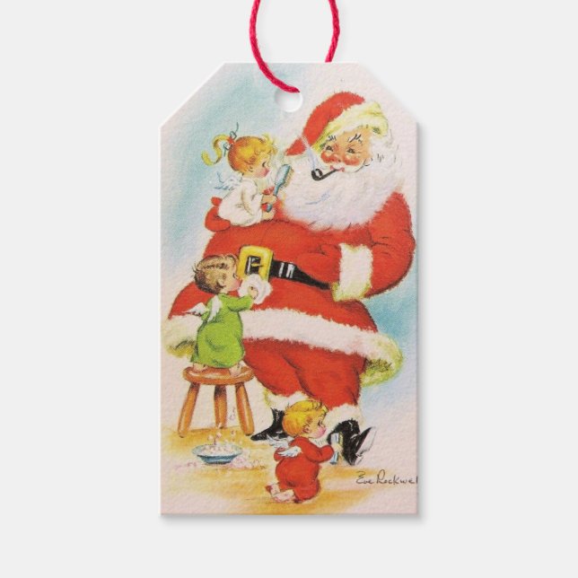 Étiquettes-cadeau Nostalgique Père Noël Petits Anges Cadeau Personna (Devant)