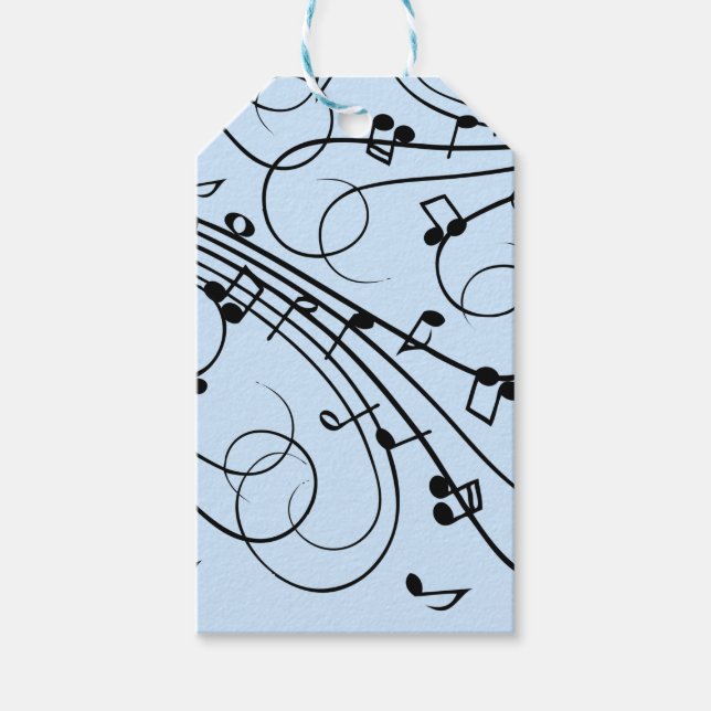 Étiquettes-cadeau Notes de musique fantaisie Bleu (Devant)