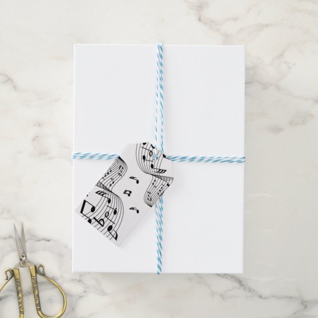 Étiquettes-cadeau Notes de musique sur blanc  (With Twine)