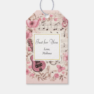 Étiquettes-cadeau Notes musicales et fleurs Style rétro Juste pour v