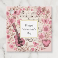 Notes musicales et fleurs style rétro Valentine's